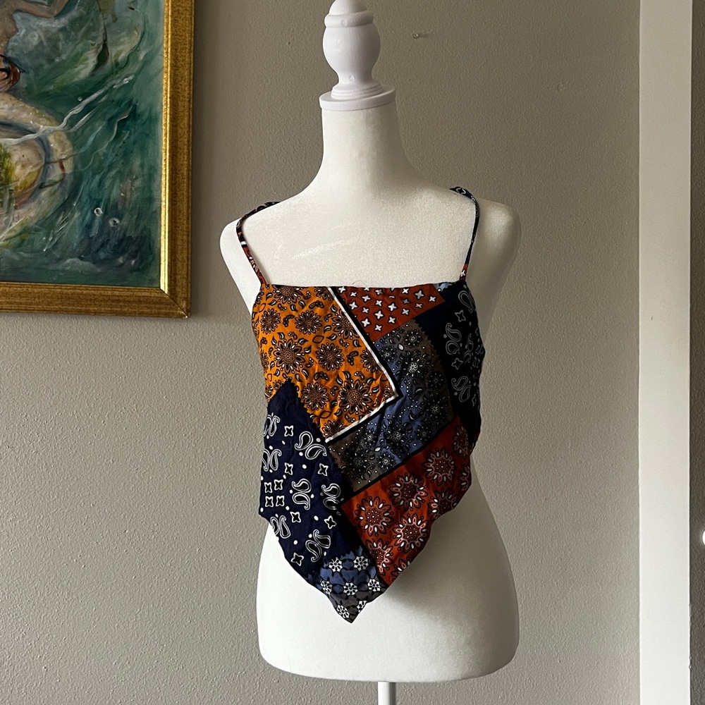 Boho Patchwork Camisole with Spaghetti Straps